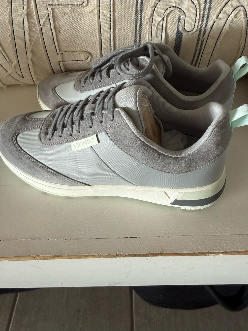 Vionic Women’s Gray Suede-Trim Athletic Sneakers